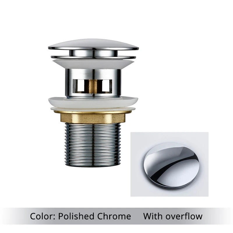 Bathroom Sink Stopper Washbasin Pop Up Drain Plug Cover Waste Pipe Drainer With Or Without Overflow For Bath Accessories