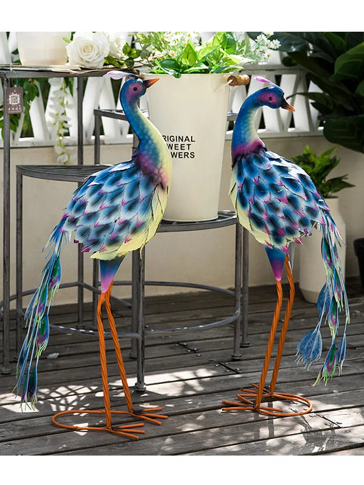 Modern Garden Decoration Peacock Statue Home Decor Metal Bird Sculpture Garden