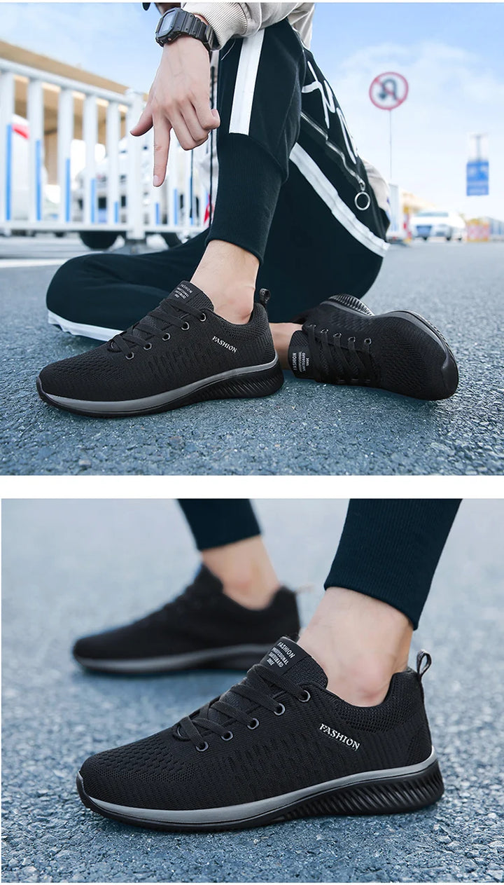 Light Sports Shoes Men Women Black Knit Sneakers Big Size 48 Breathable Casual Walking Shoes Zapatillas