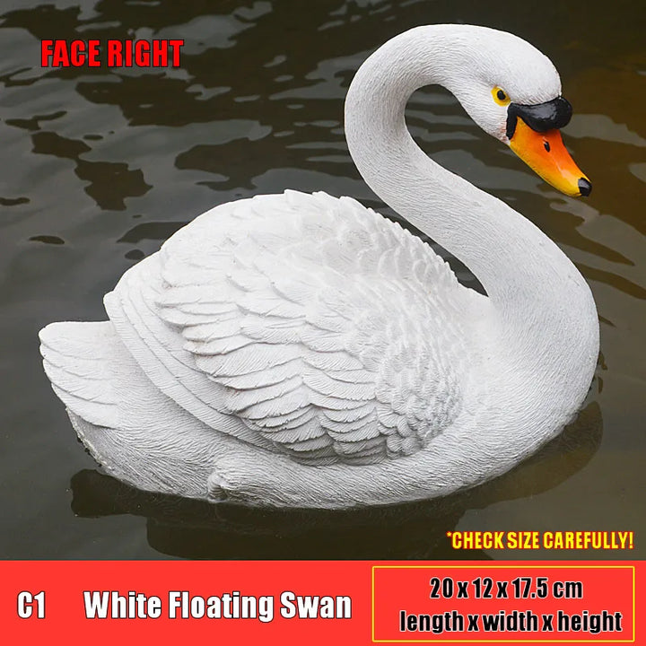 Resin Floating White Black Swan Outdoor Garden Pond Fish Tank Decorative Swimming Swan Sculpture For Garden Decor Ornament
