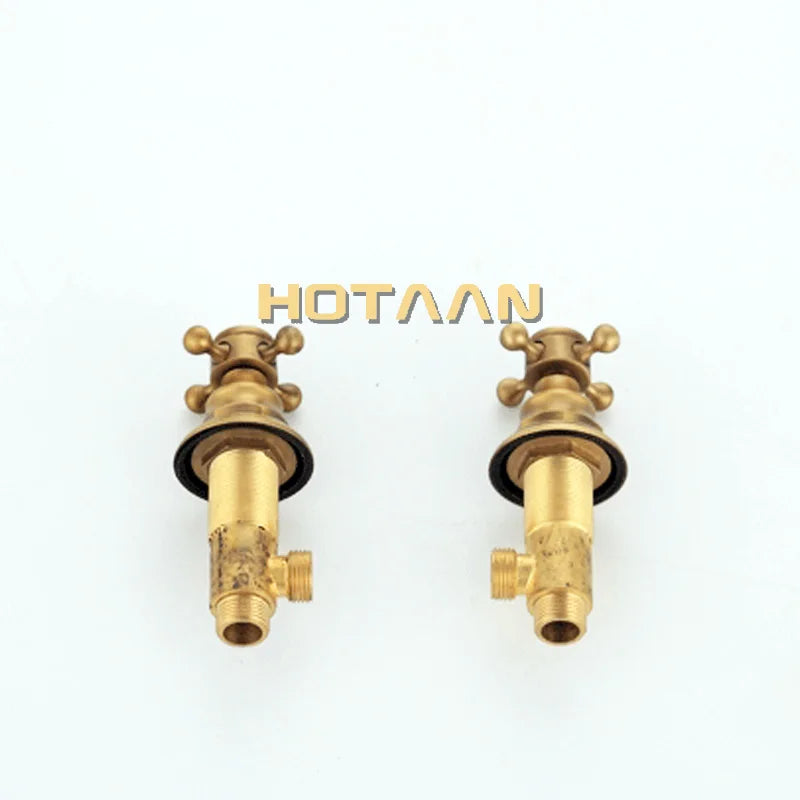 Solid Brass Bathroom Basin Mixer Tap Antique Brass  Kitchen Sink Faucet Dual Handles 3 holes 3 pcs Deck Mounted Basin Faucet
