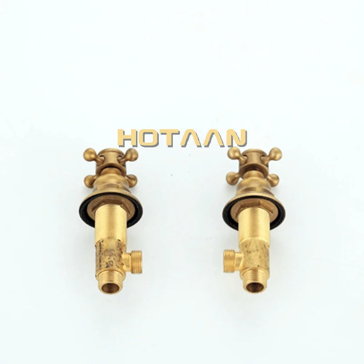 Solid Brass Bathroom Basin Mixer Tap Antique Brass  Kitchen Sink Faucet Dual Handles 3 holes 3 pcs Deck Mounted Basin Faucet