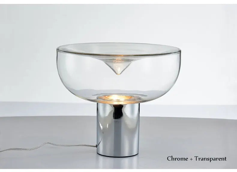 Nordic Clear Glass Table Lamp Creative Swirl Design Gold Hardware Plating Smoky Gray Bedroom Decoration LED E27 Desk Lamp