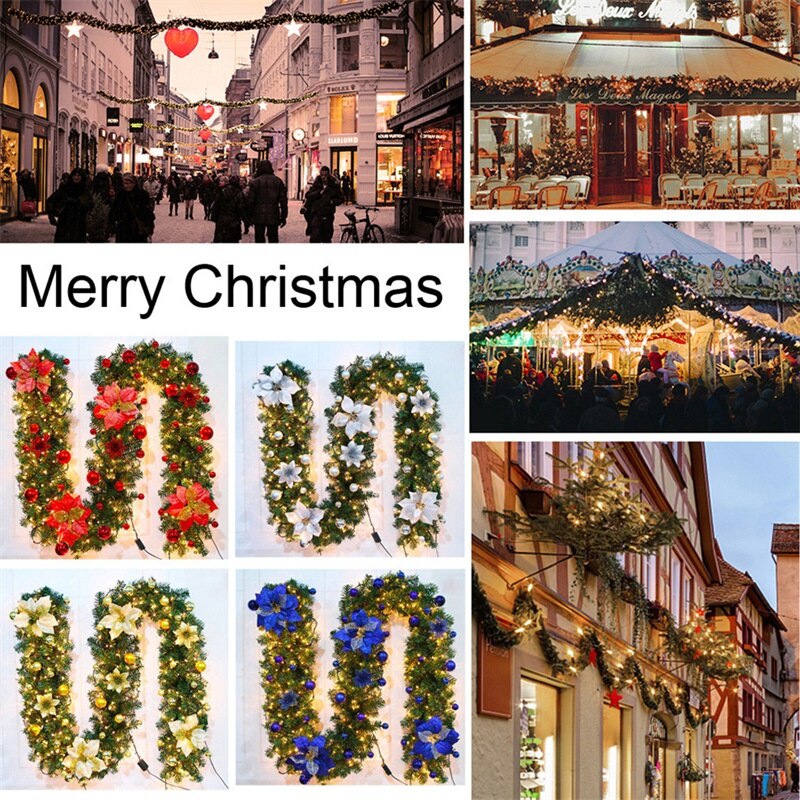 2.7M Luxury Christmas Decorations Garland Decoration Rattan with Lights