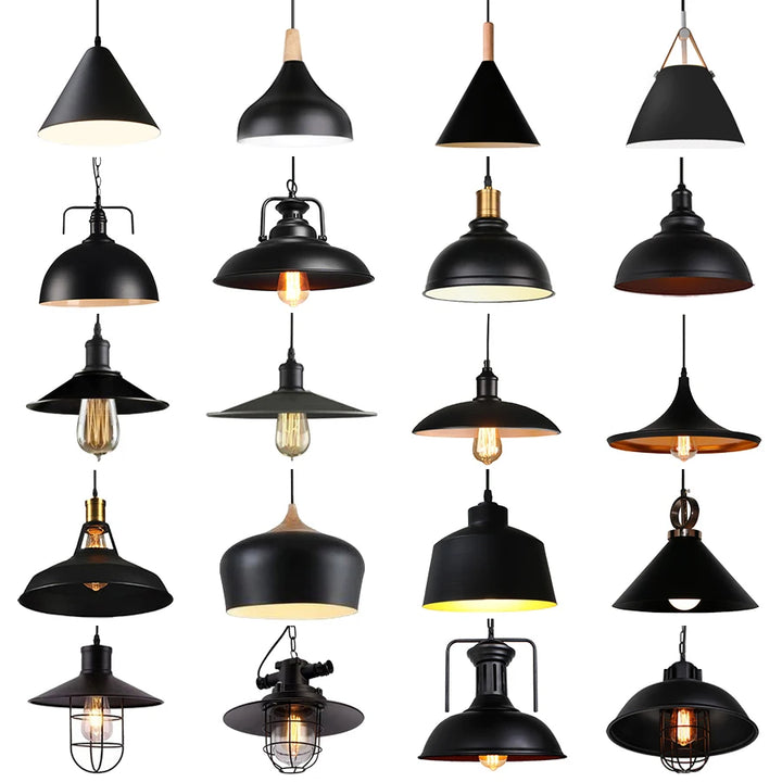 Loft Industrial Retro Iron Pendant Lights Lampshade for Restaurant Clothing Store Light Cafe Cover Kitchen Home Hanging Lamp