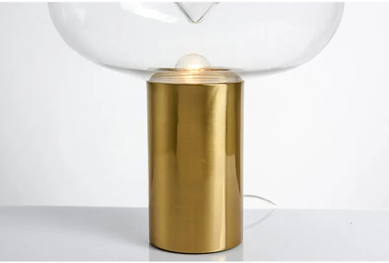 Nordic Clear Glass Table Lamp Creative Swirl Design Gold Hardware Plating Smoky Gray Bedroom Decoration LED E27 Desk Lamp