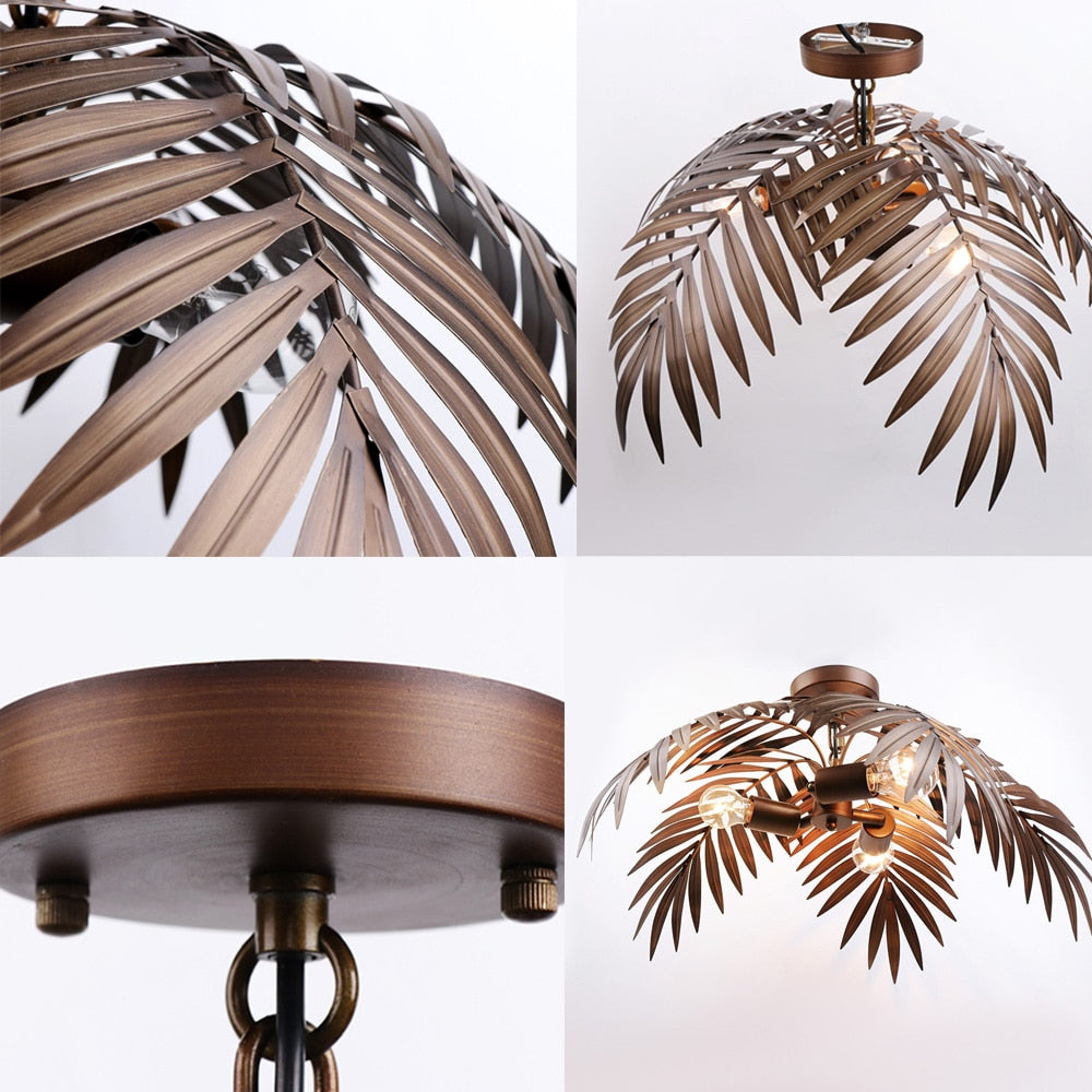 Modern Loft coconut tree leaf chandelier E27 industrial creative hanging lamp for living room restaurant bedroom lobby hotel