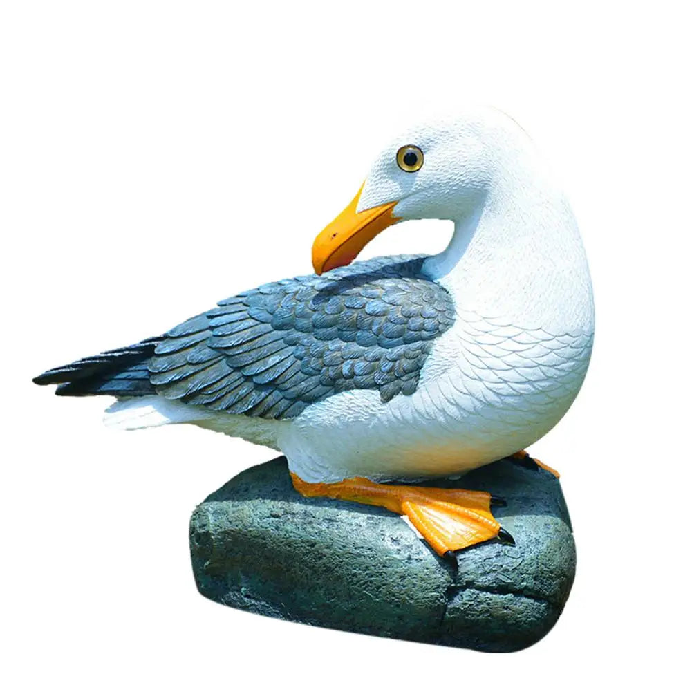 Resin Statue Realistic Sea-gull Sculpture Garden Artificial Sea-Bird Decoration 2 Types Decorative Ornament Home Art For Indoor