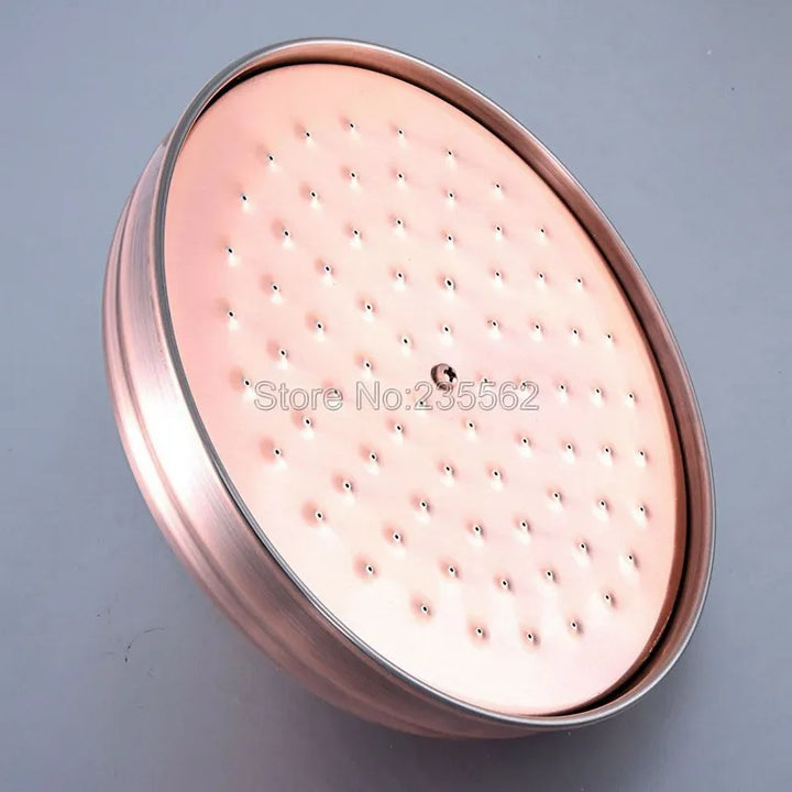 8 Inch Round Rainfall Shower Head Rainfall Bathroom Top Sprayer Antique Red Copper Rain Showerhead Lsh258