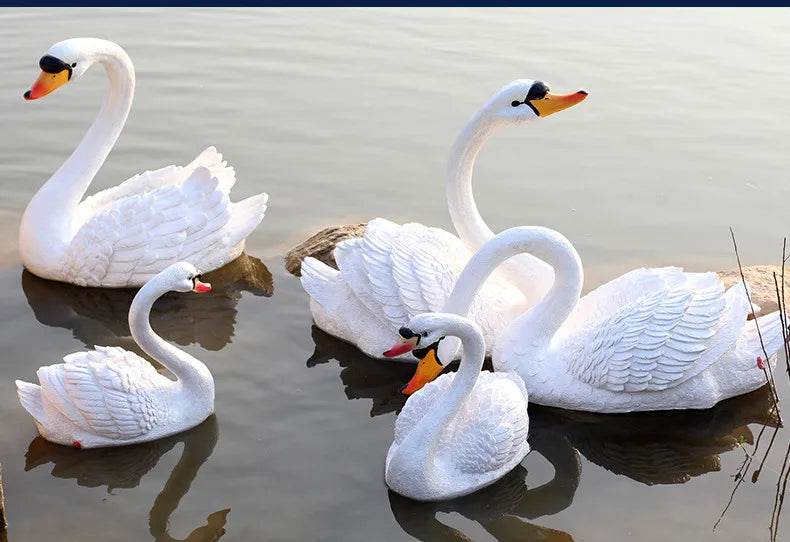 Resin Floating White Black Swan Outdoor Garden Pond Fish Tank Decorative Swimming Swan Sculpture For Garden Decor Ornament