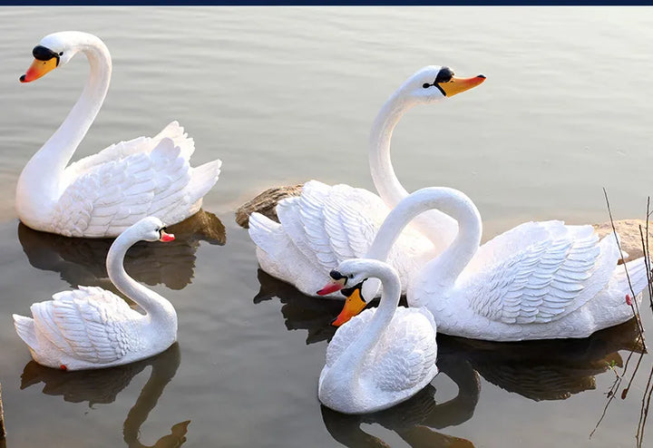 Resin Floating White Black Swan Outdoor Garden Pond Fish Tank Decorative Swimming Swan Sculpture For Garden Decor Ornament
