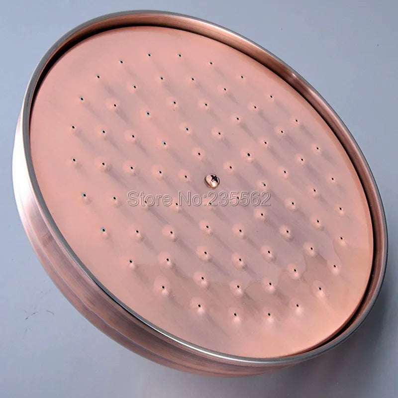 8 Inch Round Rainfall Shower Head Rainfall Bathroom Top Sprayer Antique Red Copper Rain Showerhead Lsh258