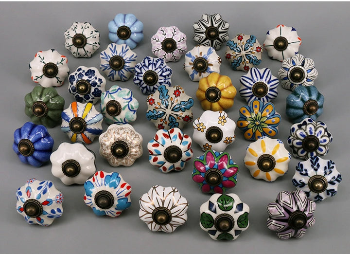 One Piece Vintage Ceramic Door Knobs for Cabinet Drawer, Closet Cupboard Wardrobe  furniture door  Pull Handle