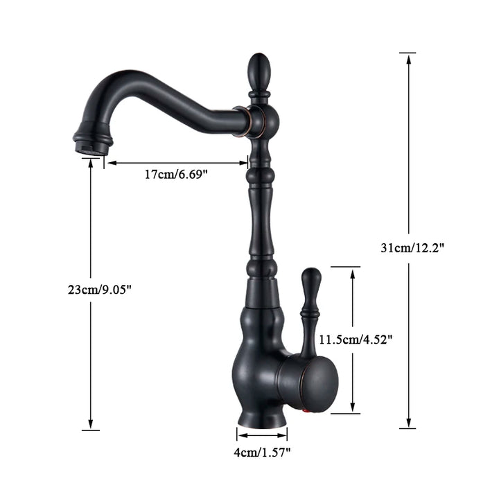 Shinesia Black Bronze Gourmet Kitchen Faucet Deck Mounted Bathroom Basin Sink Hot and Cold Water Mixer Taps
