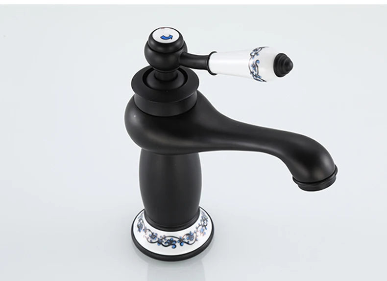 Bathroom Antique Bronze Finish Brass Basin Sink Solid Brass Faucets Single Handle Water Mixer Taps Bath Crane  ELFCT001