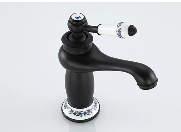 Bathroom Antique Bronze Finish Brass Basin Sink Solid Brass Faucets Single Handle Water Mixer Taps Bath Crane  ELFCT001
