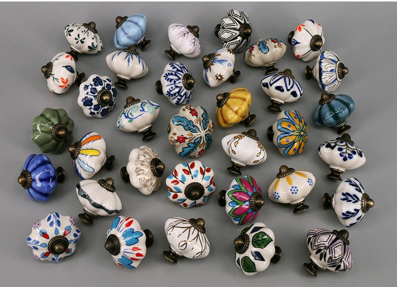 One Piece Vintage Ceramic Door Knobs for Cabinet Drawer, Closet Cupboard Wardrobe  furniture door  Pull Handle