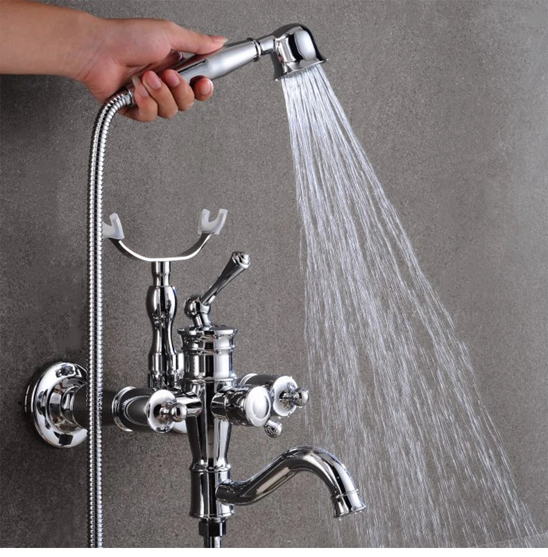 ELLEN Wall Mounted Bathroom Bath Faucet with Hand Shower Black Bath Tub Mixer Tap Bath Shower Mixer ELS2300