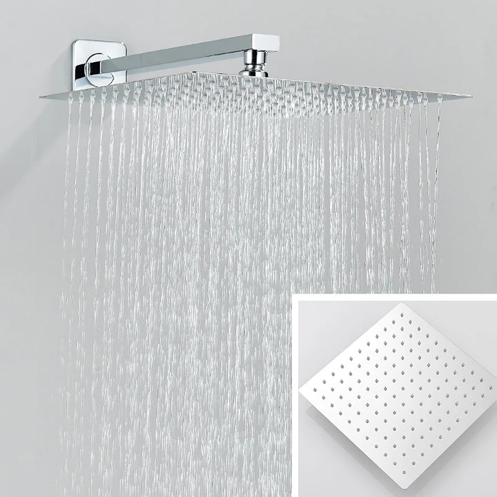 Chrome Bathroom Digital Display Shower Faucet Set Rainfall Shower LCD 2-way Mixer Tap Bathtub Shower System Bath Shower Mixer