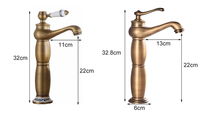 Antique Bronze Gold Black Crane Basin Faucet – Tall Bathroom Basin Sink Mixer Hot and Cold Water Tap