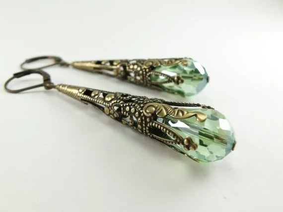 Amethyst Earrings Long Dangle Earrings Long Dangle Earrings Champagne Crystal Earrings