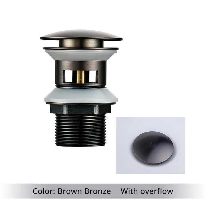 Bathroom Sink Stopper Washbasin Pop Up Drain Plug Cover Waste Pipe Drainer With Or Without Overflow For Bath Accessories