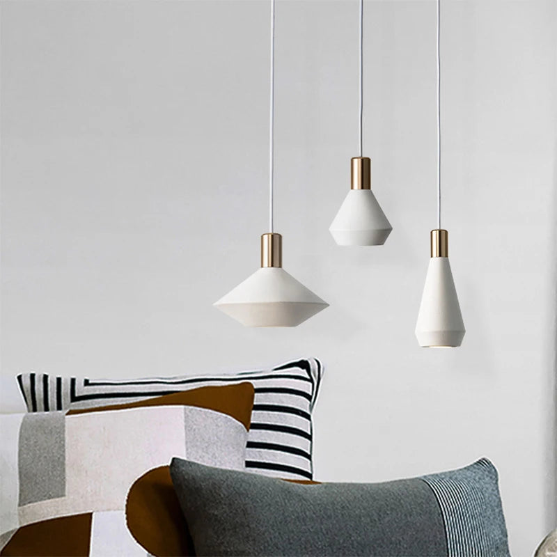 SANDYHA Black White Pendant Lights Lustres Para Sala De Jantar Lamp for Bedroom Lampe Chevet Hanglamp Salon Plafond Chandeliers