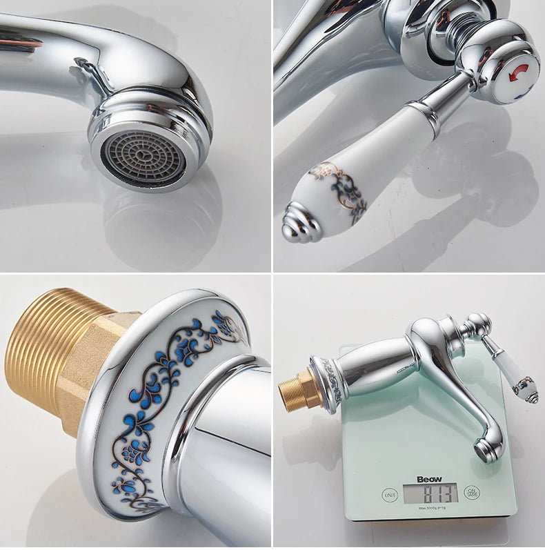 Bathroom Antique Bronze Finish Brass Basin Sink Solid Brass Faucets Single Handle Water Mixer Taps Bath Crane  ELFCT001