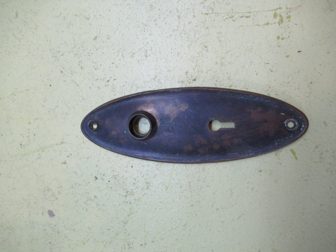 Small Oval Antique Copper Ridge Door Plate 180L x 60W