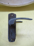 Art Deco Antique Copper Round Rectangel Steipped Plate with Stepped Curved Lever Handle 150L x 40W/Lever95L x55W