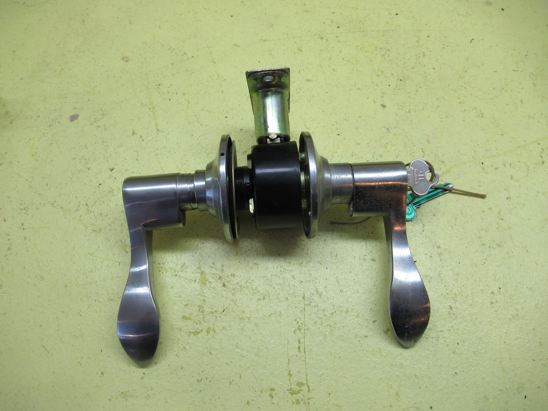 Stainless Steel Wave Lever Handles with Thumb lock and key Entry 60Dia/Lever 60H x 115L