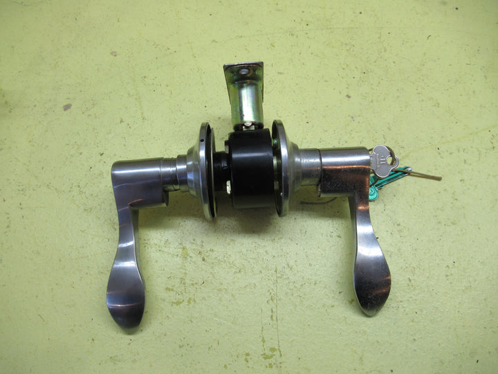 Stainless Steel Wave Lever Handles with Thumb lock and key Entry 60Dia/Lever 60H x 115L