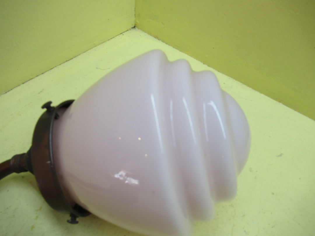 Art Deco Blush Stepped Tear Drop Scone with Copper Fixture 245H x 140W x 230D