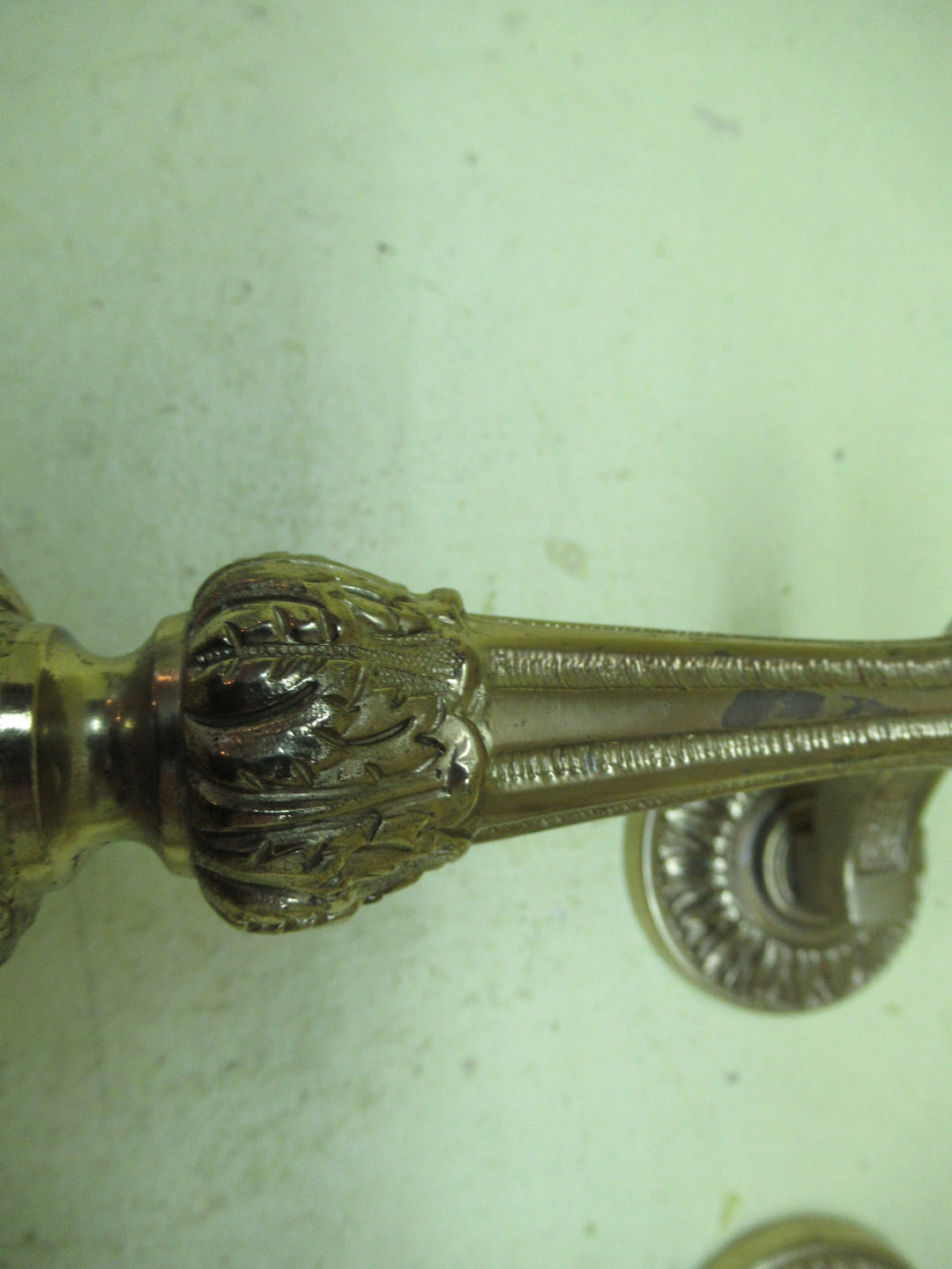 Villa Solid Brass Ornate Slanted Pull Handles in leaf & Bud Design 90H x 305L x 70W