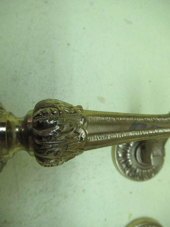 Villa Solid Brass Ornate Slanted Pull Handles in leaf & Bud Design 90H x 305L x 70W