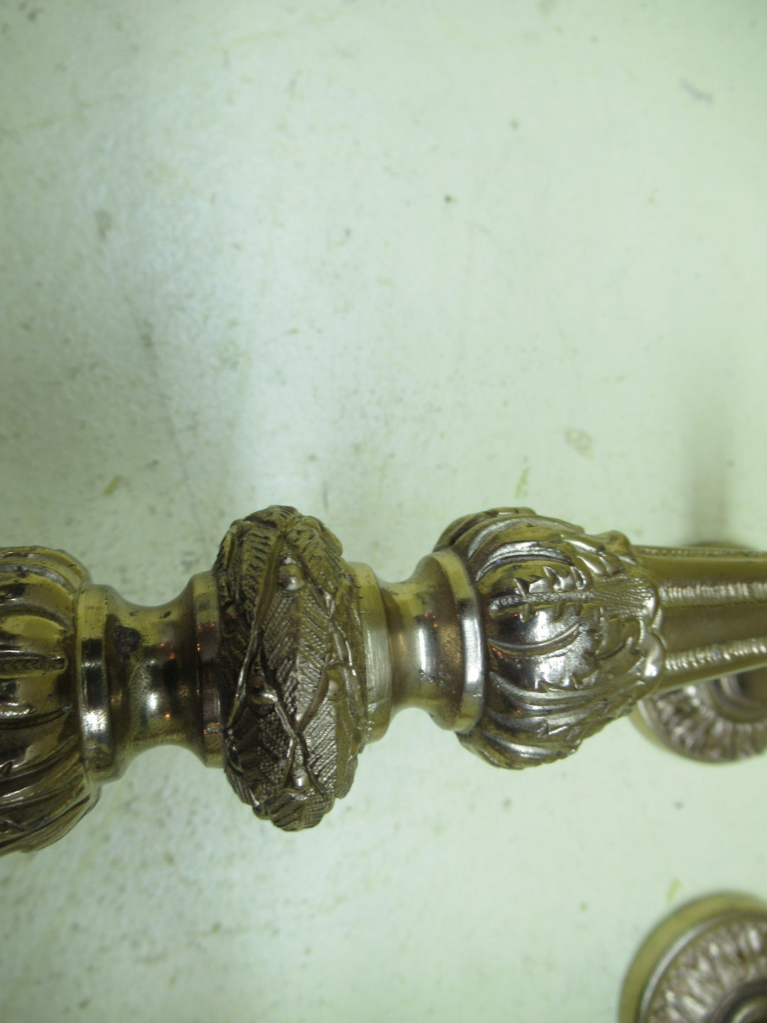 Villa Solid Brass Ornate Slanted Pull Handles in leaf & Bud Design 90H x 305L x 70W