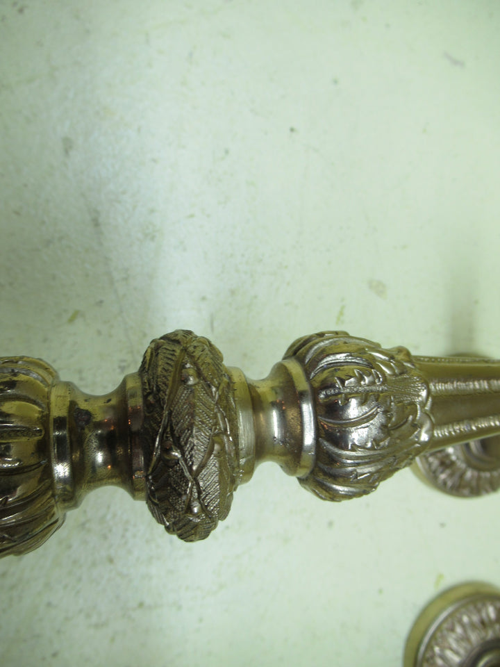 Villa Solid Brass Ornate Slanted Pull Handles in leaf & Bud Design 90H x 305L x 70W