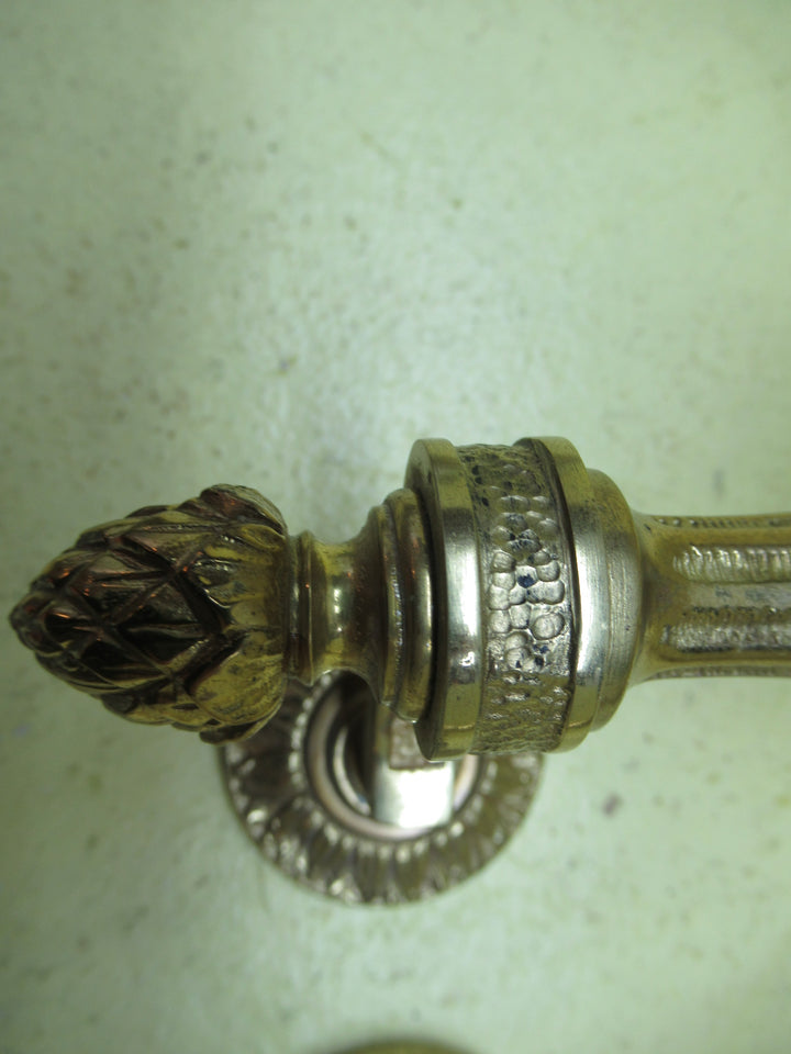 Villa Solid Brass Ornate Slanted Pull Handles in leaf & Bud Design 90H x 305L x 70W