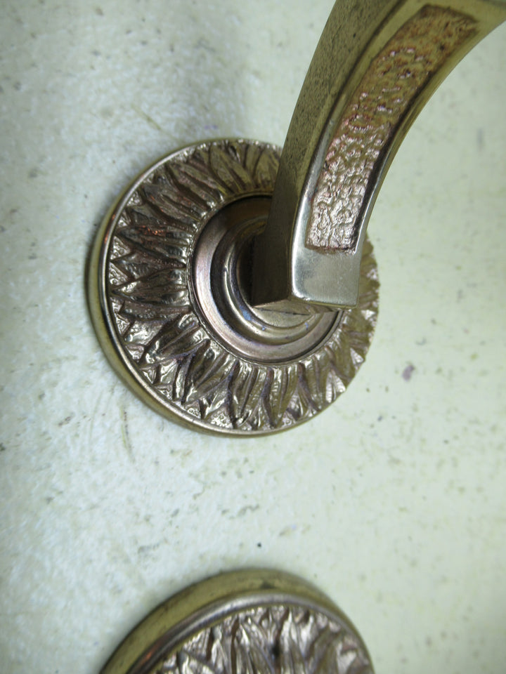 Villa Solid Brass Ornate Slanted Pull Handles in leaf & Bud Design 90H x 305L x 70W