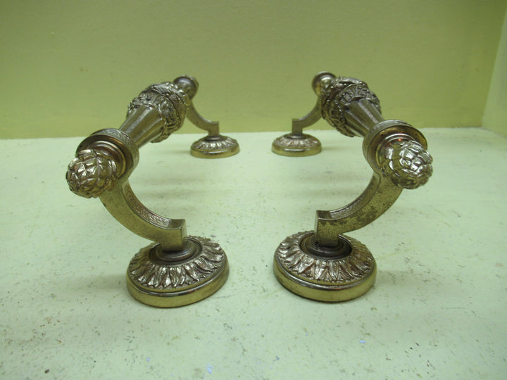 Villa Solid Brass Ornate Slanted Pull Handles in leaf & Bud Design 90H x 305L x 70W