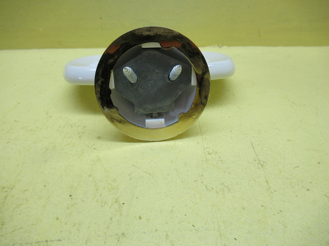 White Enamel Soap Holder with Gold Band 55H x 115W x 100D