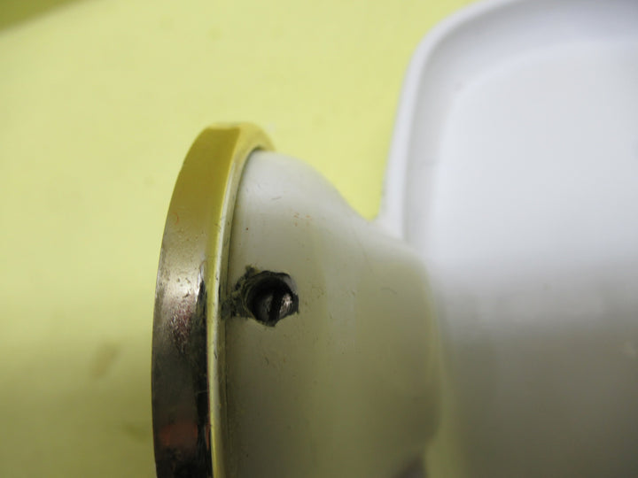 White Enamel Soap Holder with Gold Band 55H x 115W x 100D