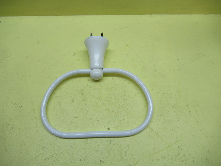 White Enamel Towel Holder with Gold Band 140H x 197W x 75D
