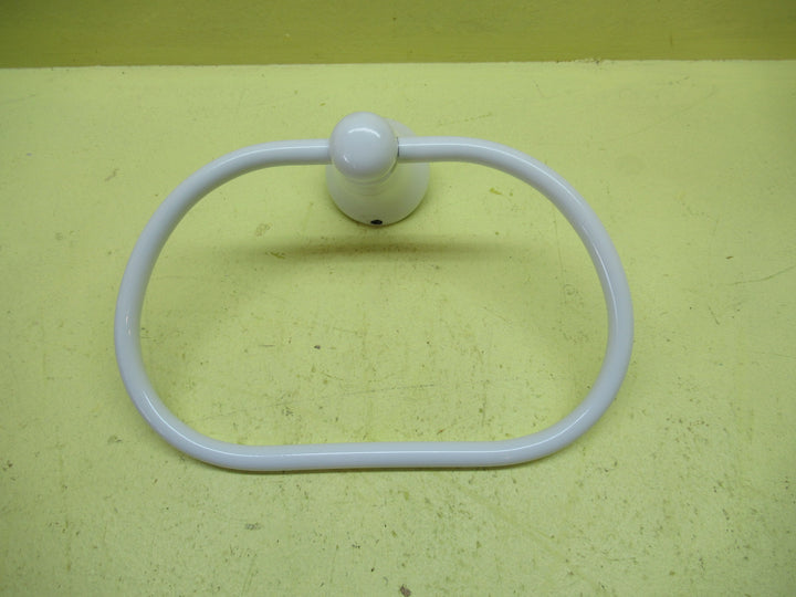 White Enamel Towel Holder with Gold Band 140H x 197W x 75D