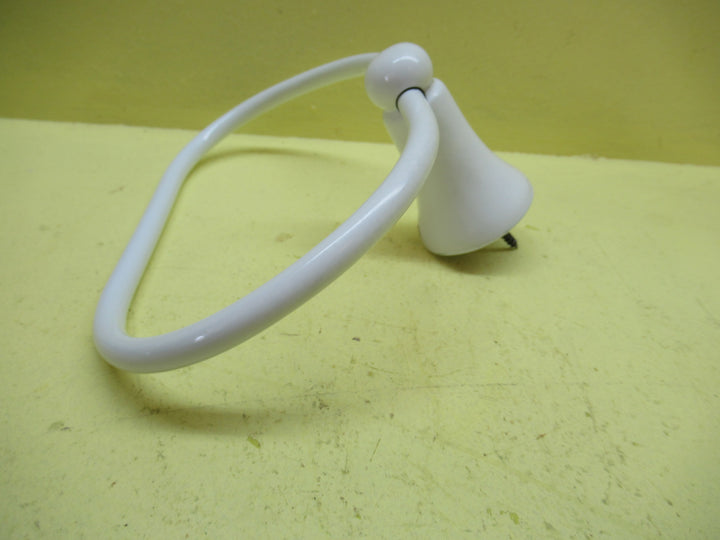 White Enamel Towel Holder with Gold Band 140H x 197W x 75D
