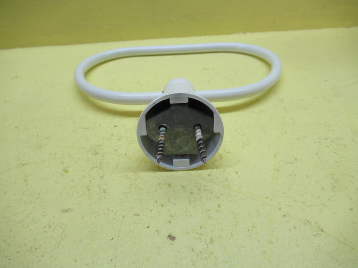 White Enamel Towel Holder with Gold Band 140H x 197W x 75D