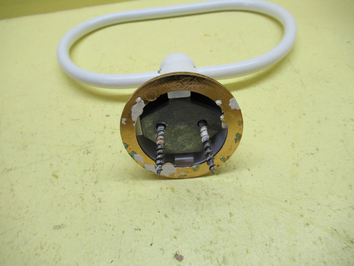 White Enamel Towel Holder with Gold Band 140H x 197W x 75D