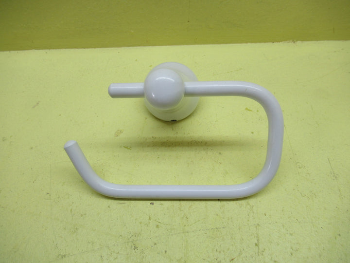 White Enamel Toilet Roll Holder with Gold Band 110L x 145W x 75D