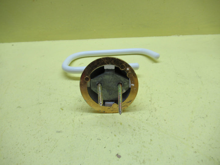 White Enamel Toilet Roll Holder with Gold Band 110L x 145W x 75D