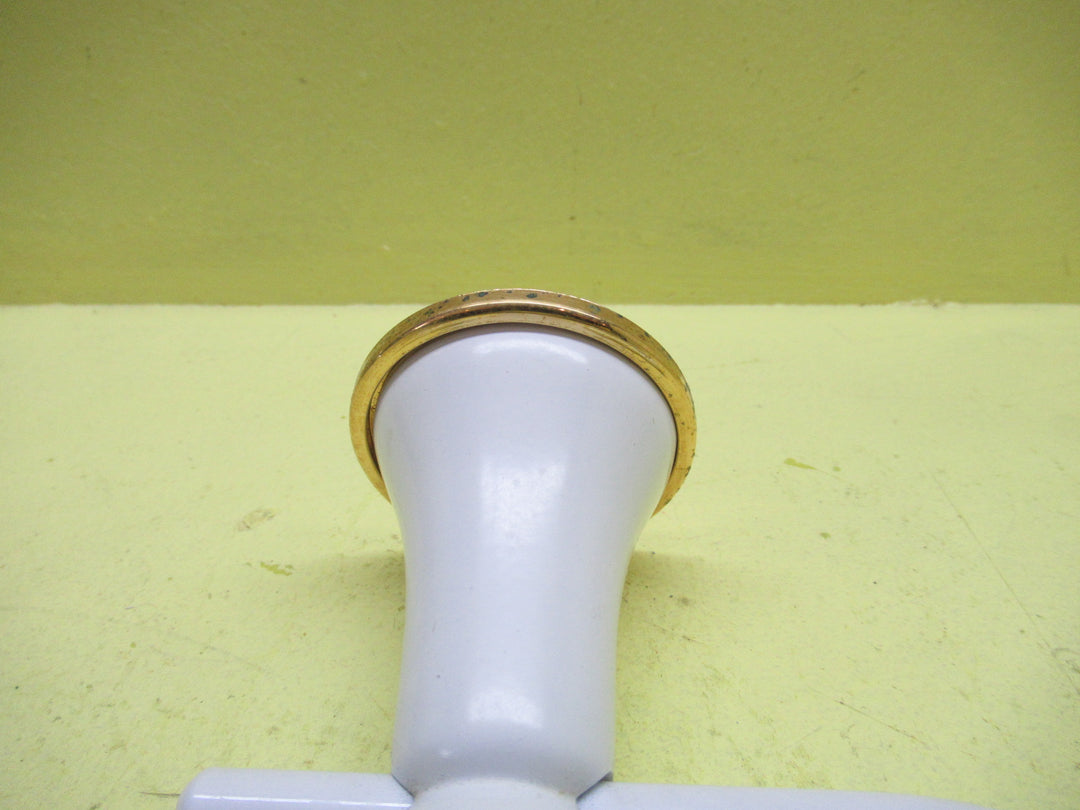 White Enamel Toilet Roll Holder with Gold Band 110L x 145W x 75D